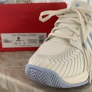 K-Swiss White and Blue Athletic Shoes